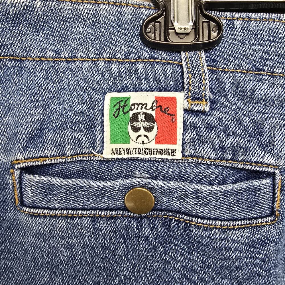 Vintage Hombre Denim Shorts 38 (Fits 42x15) Blue Y2K Skater Chicano Ben Davis - Picture 7 of 13